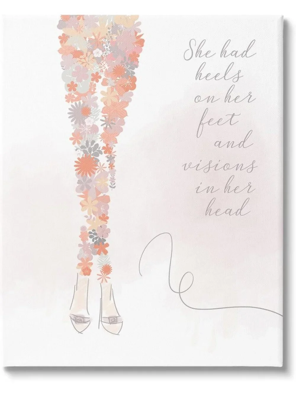 Floral Inspirational Canvas Wall Art - 24x30 Inch Heels Decor for Home or Office